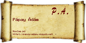 Pápay Ádám névjegykártya